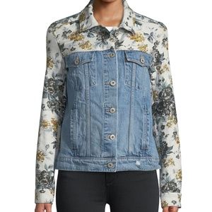 Paige Harrison Denim Floral Embossed Jean Jacket 80's Vintage Style